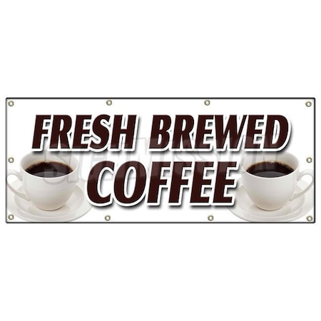 Signmission FRESH BREWED COFFEE BANNER SIGN iced brew drinks espresso cappuccino B-96 Fresh Brewed Coffee